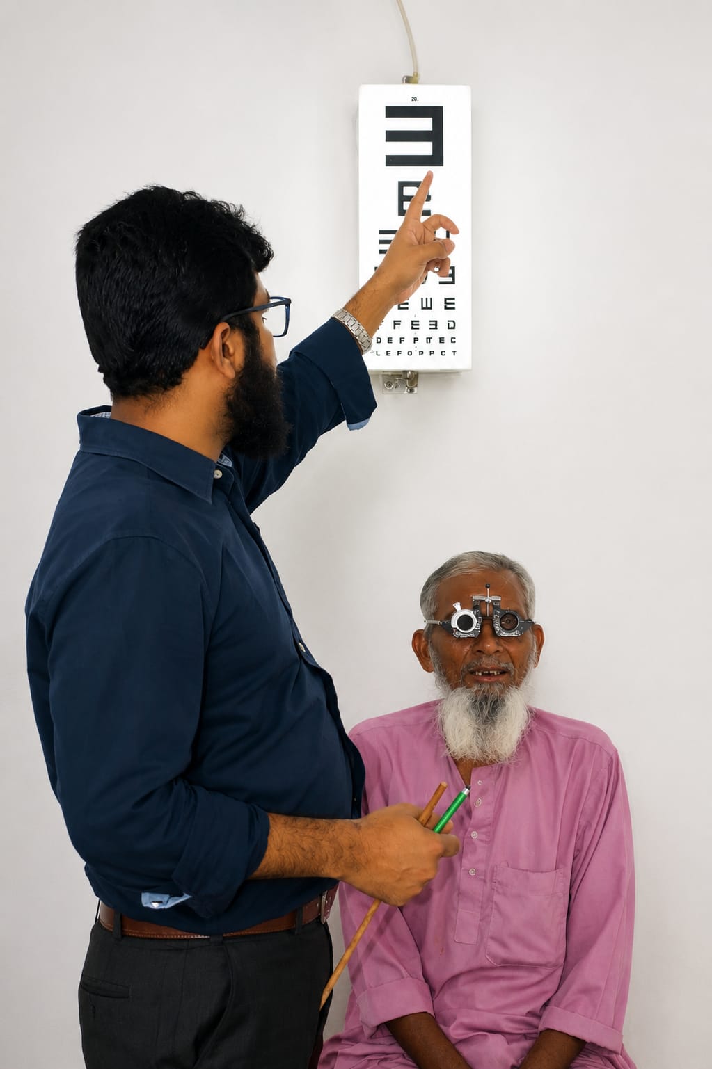 Eye examination activity at Amtali Modern Eye Hospital